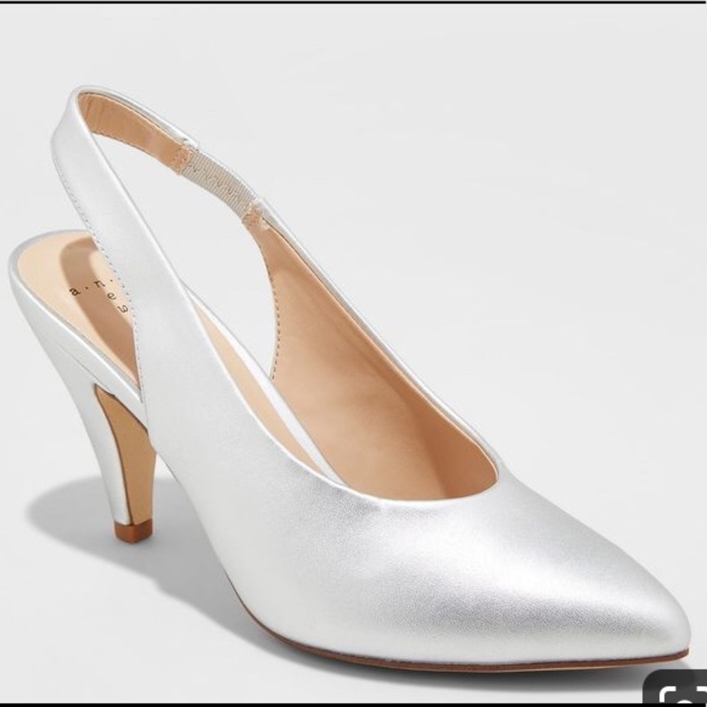 Sz 8 A new day silver slingback pumps 3.5” heels - Picture 4 of 8